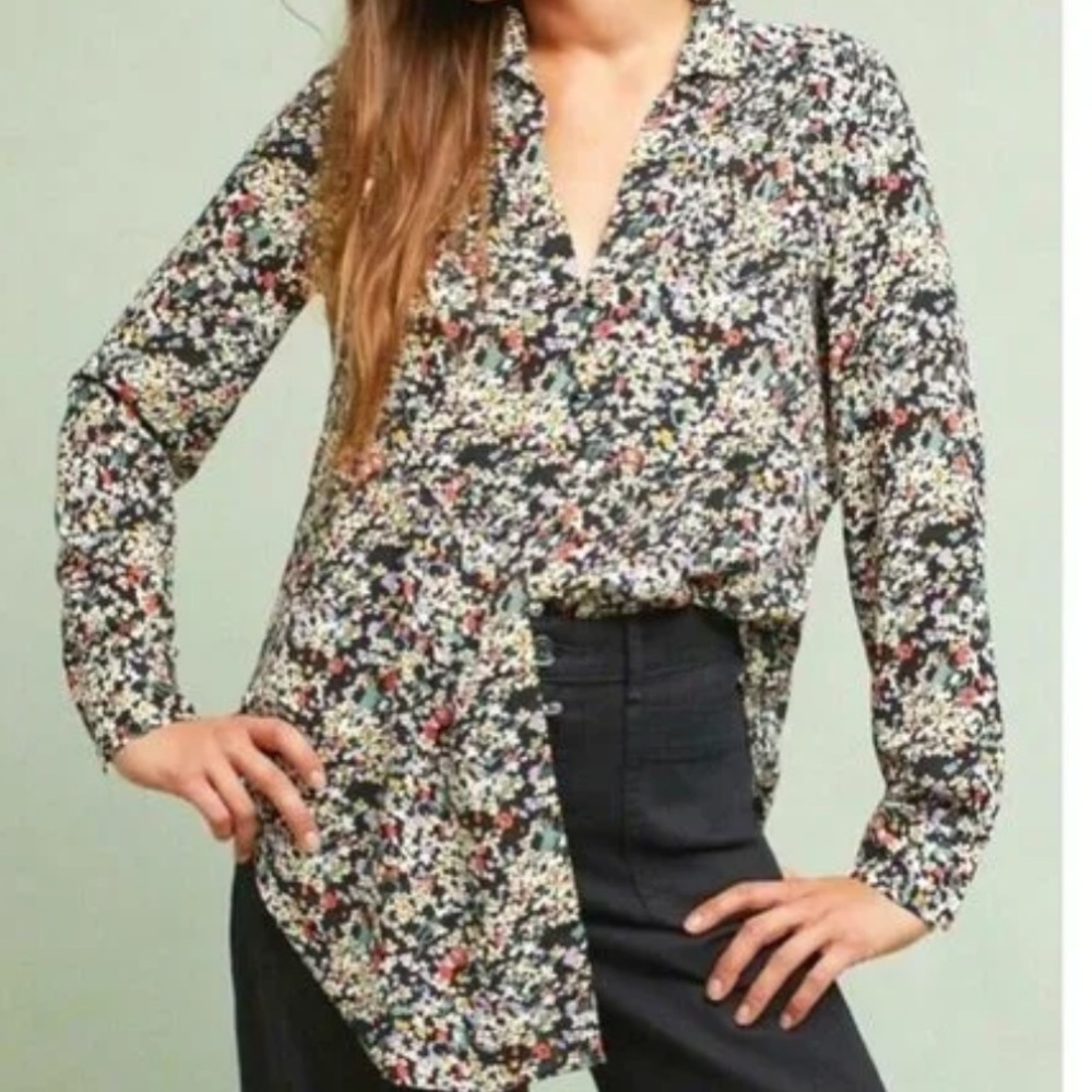 Anthropologie Maeve Matilda Dark Floral Blouse.